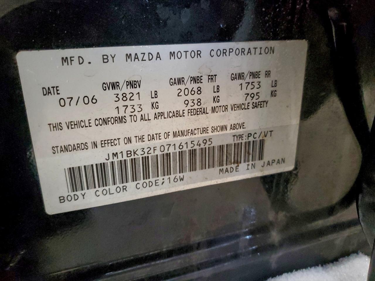 2007 MAZDA 3 I photo 12