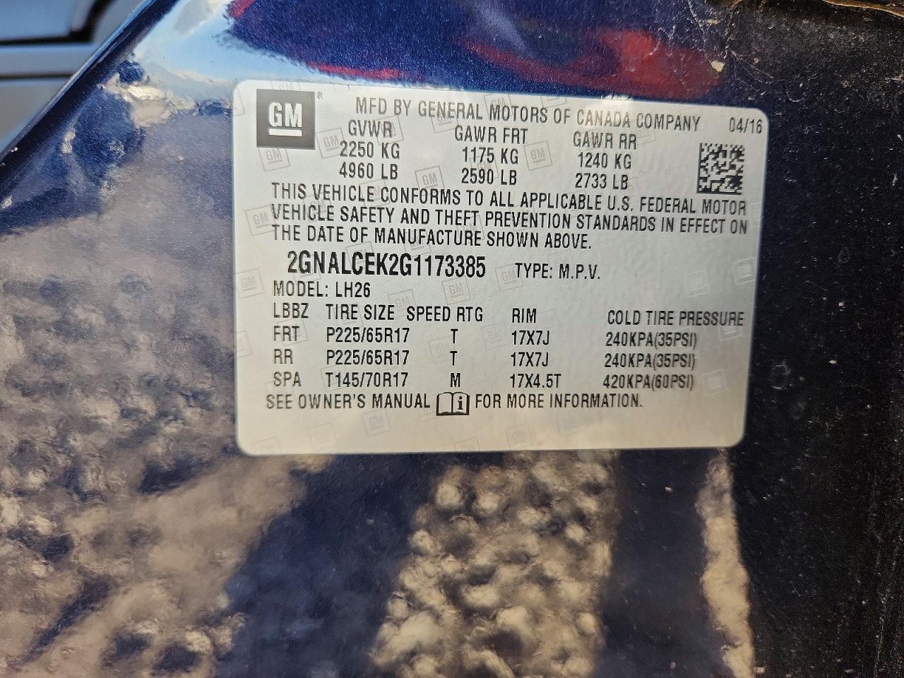 2016 CHEVROLET EQUINOX LT photo 12