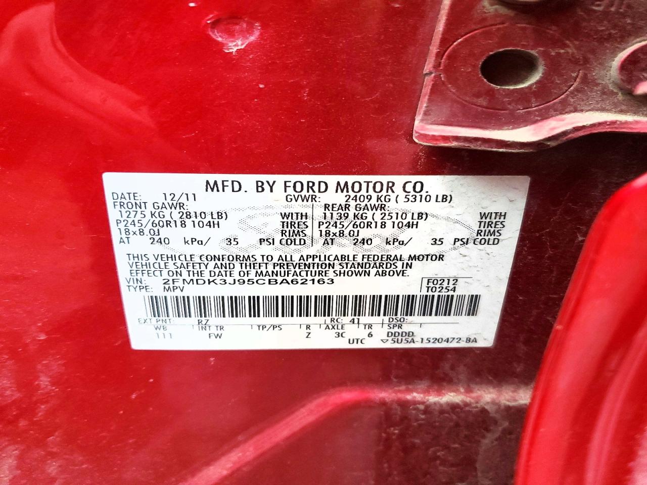 2012 FORD EDGE SEL photo 13