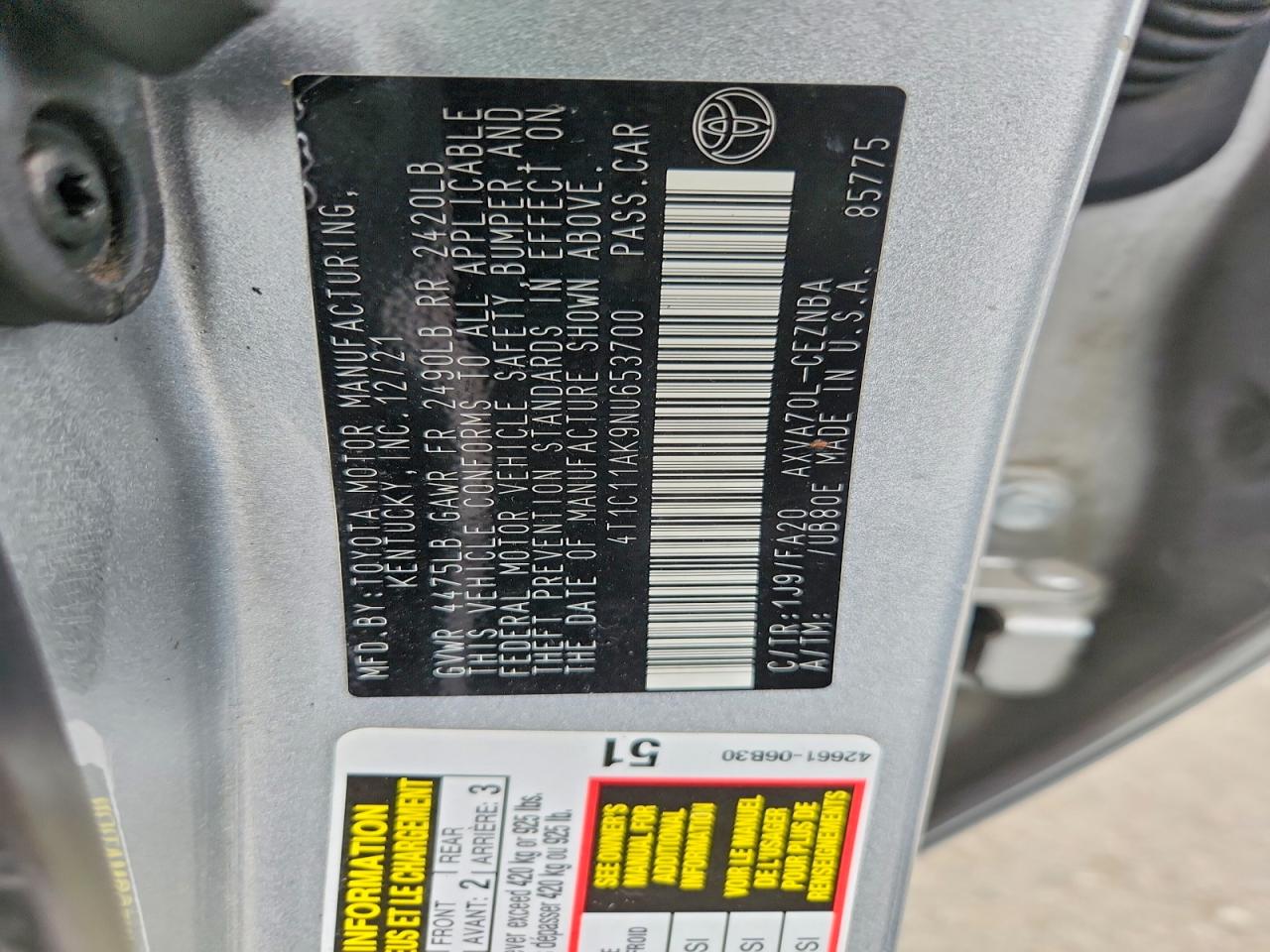 2022 TOYOTA CAMRY LE photo 37