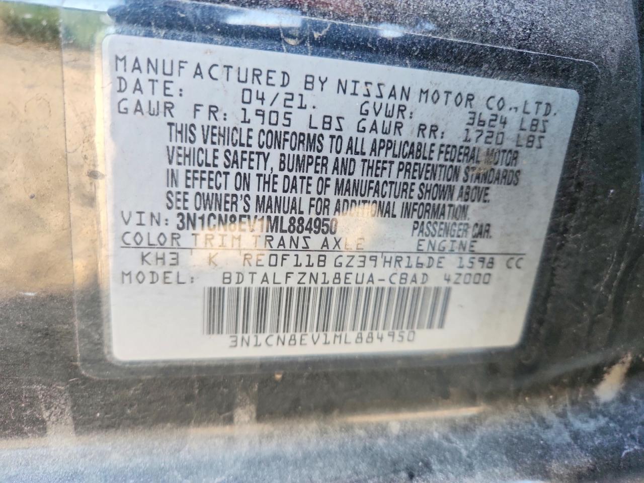 2021 NISSAN VERSA SV photo 12