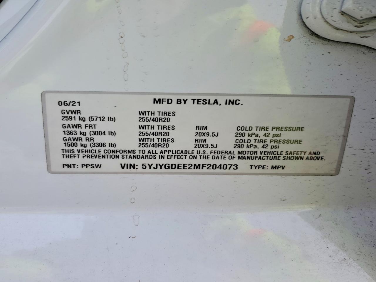 2021 TESLA MODEL Y photo 12