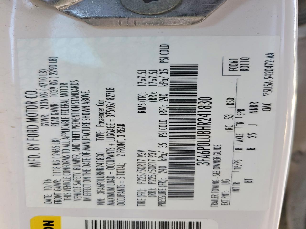 2017 FORD FUSION SE HYBRID photo 12