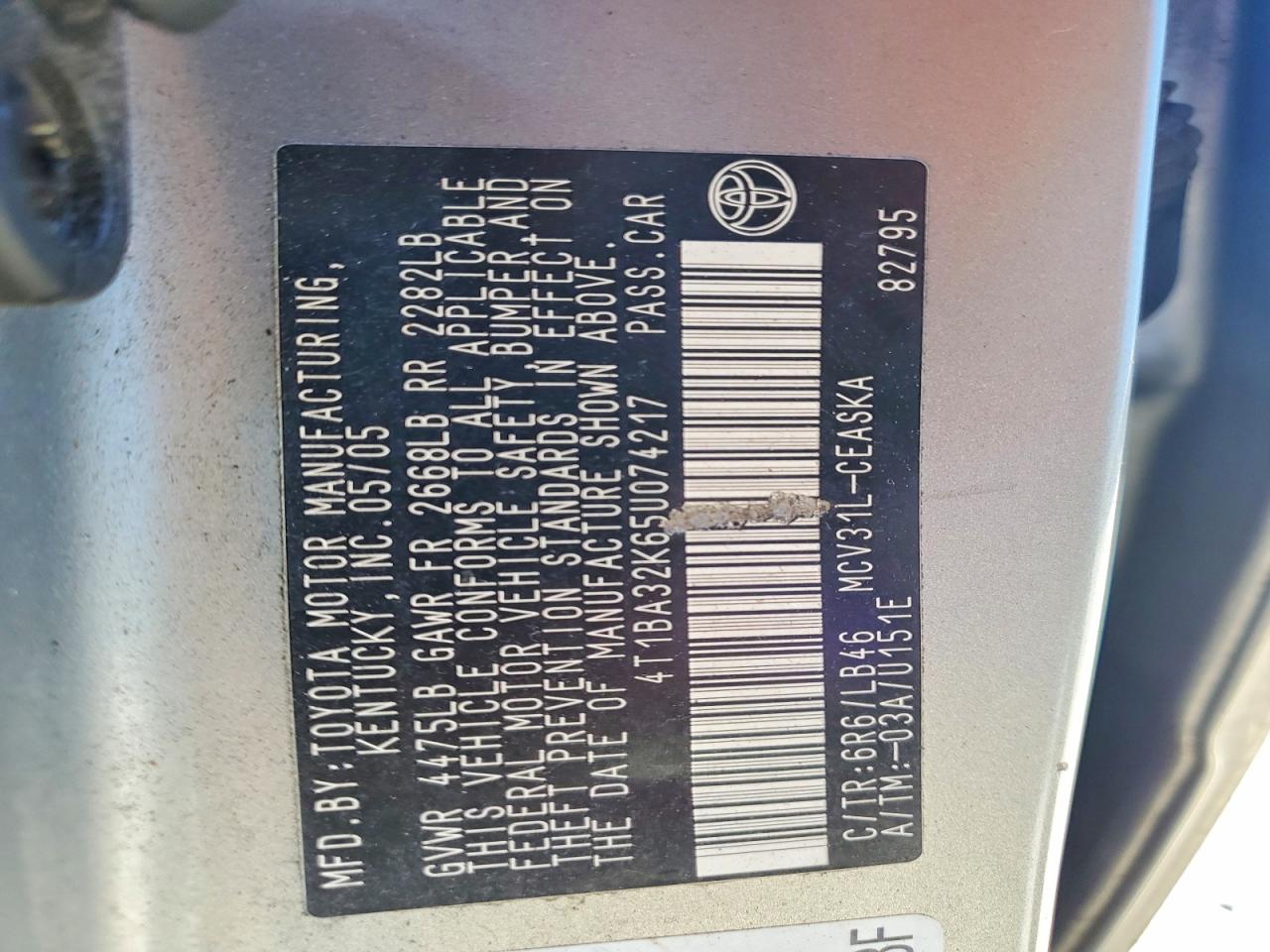 2005 TOYOTA CAMRY SE V6 photo 12
