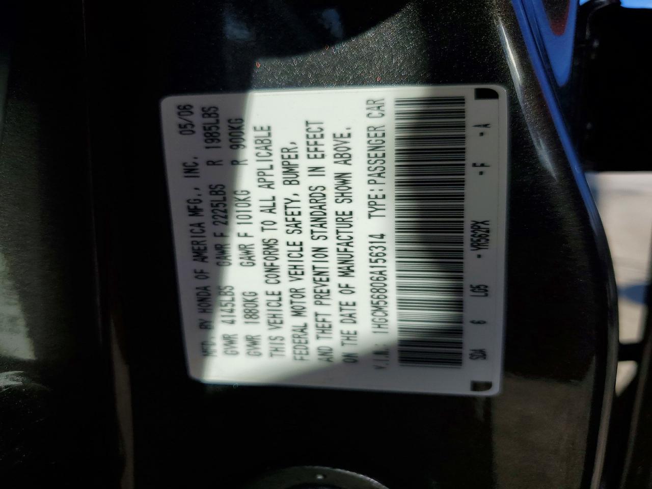 2006 HONDA ACCORD EX photo 12