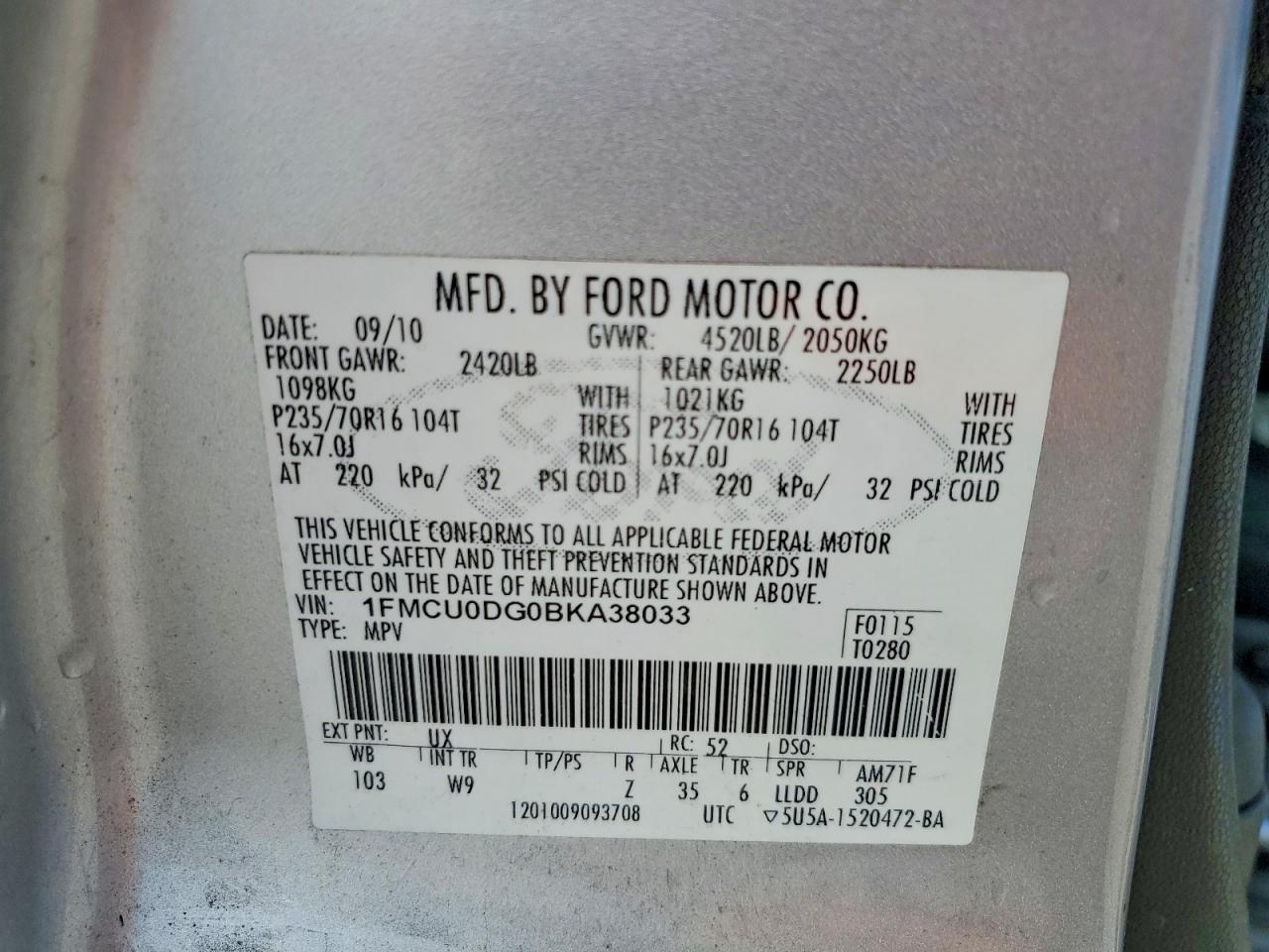2011 FORD ESCAPE XLT photo 12