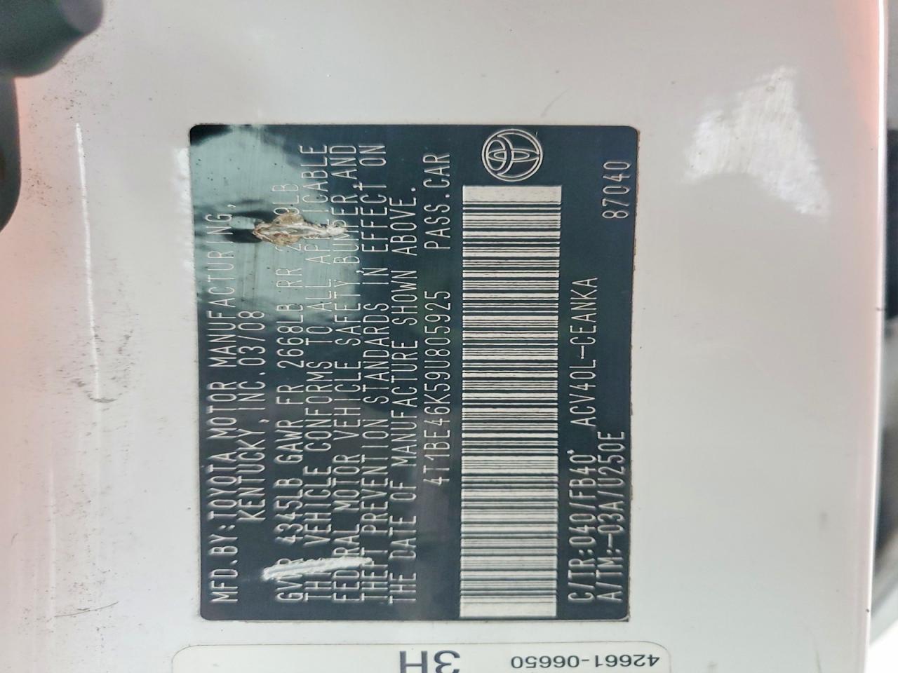 2009 TOYOTA CAMRY BASE photo 12