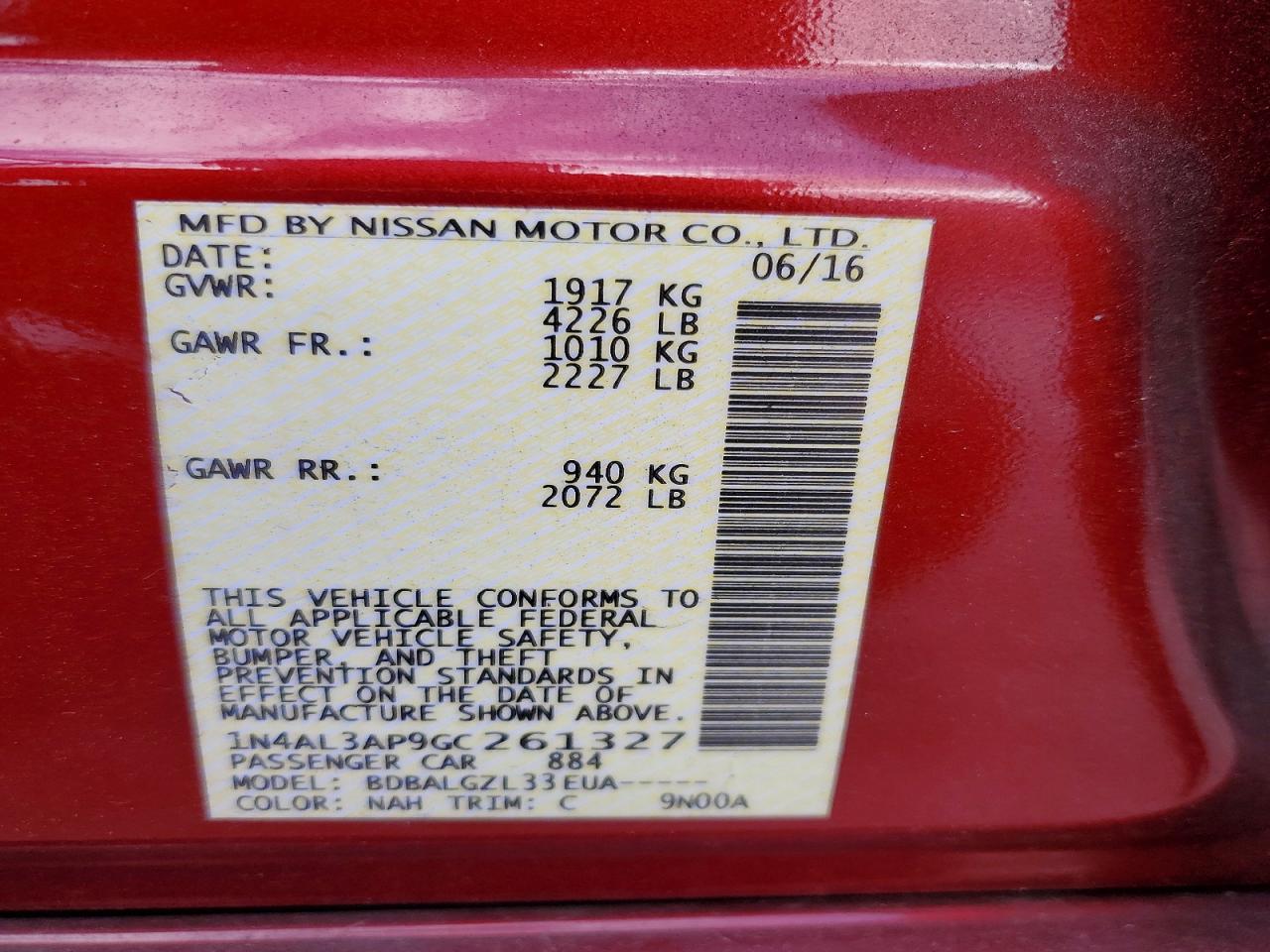 2016 NISSAN ALTIMA 2.5 photo 12