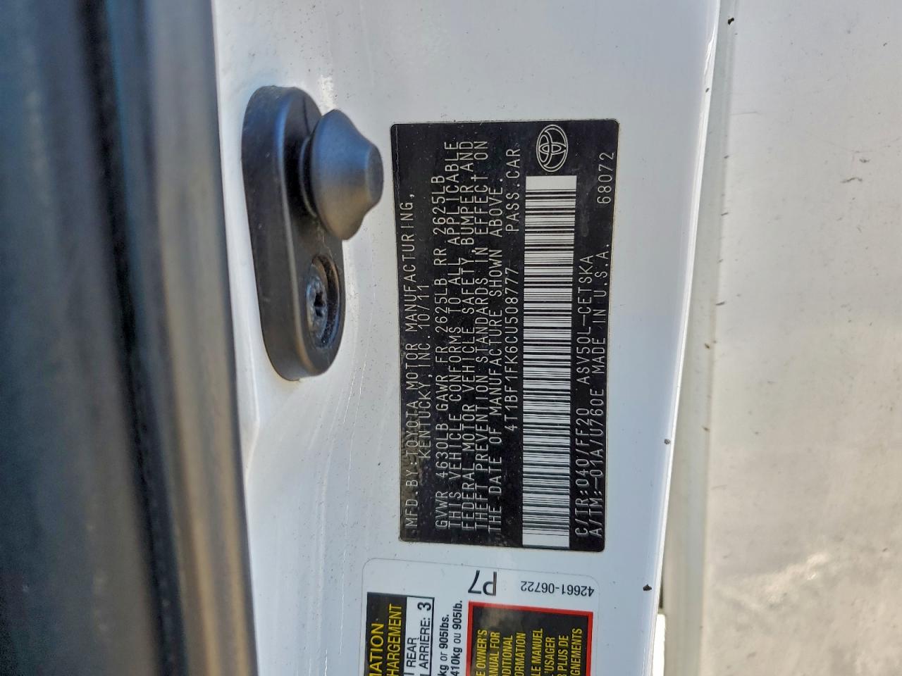 2012 TOYOTA CAMRY BASE photo 12