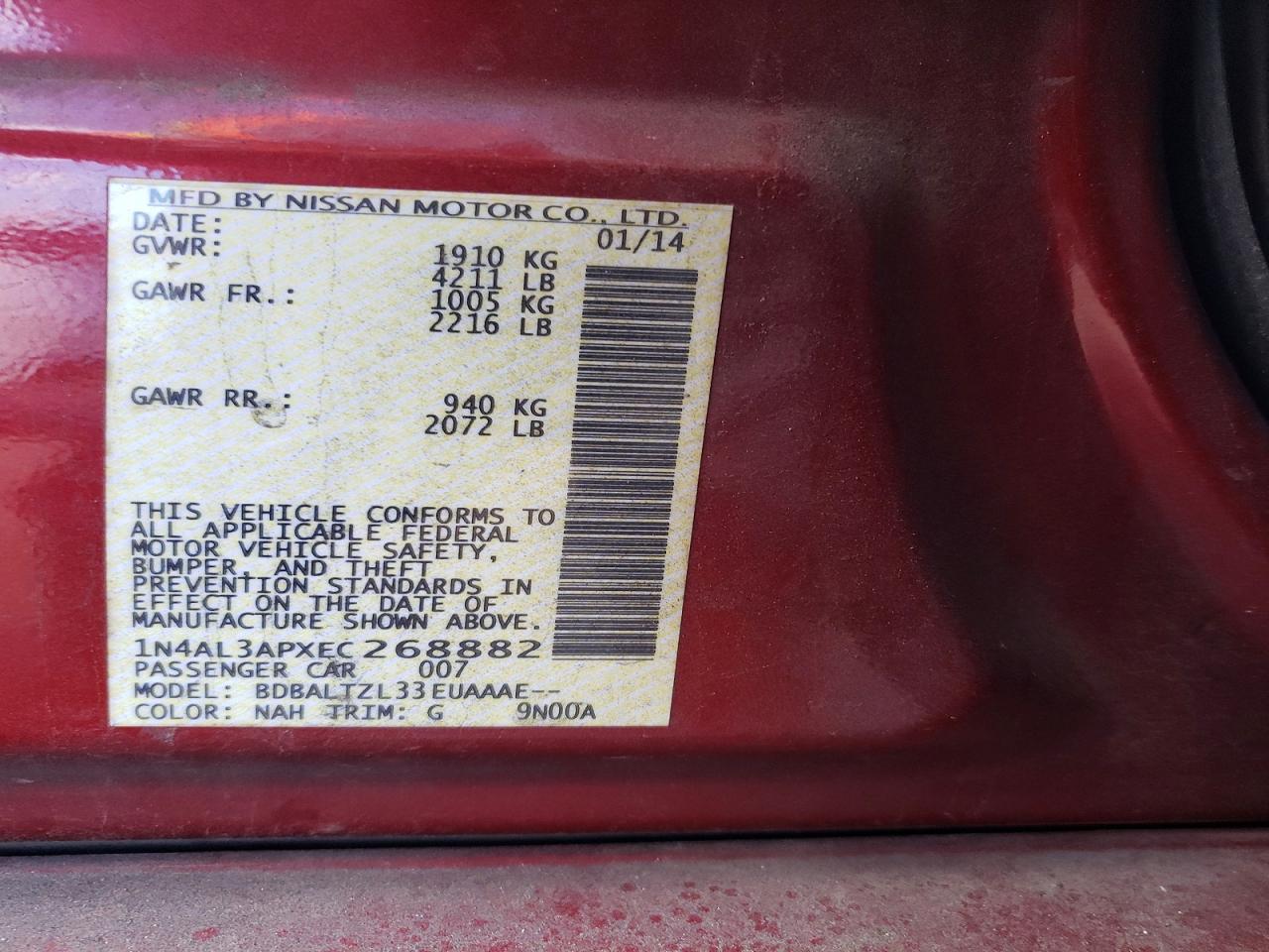 2014 NISSAN ALTIMA 2.5 photo 13