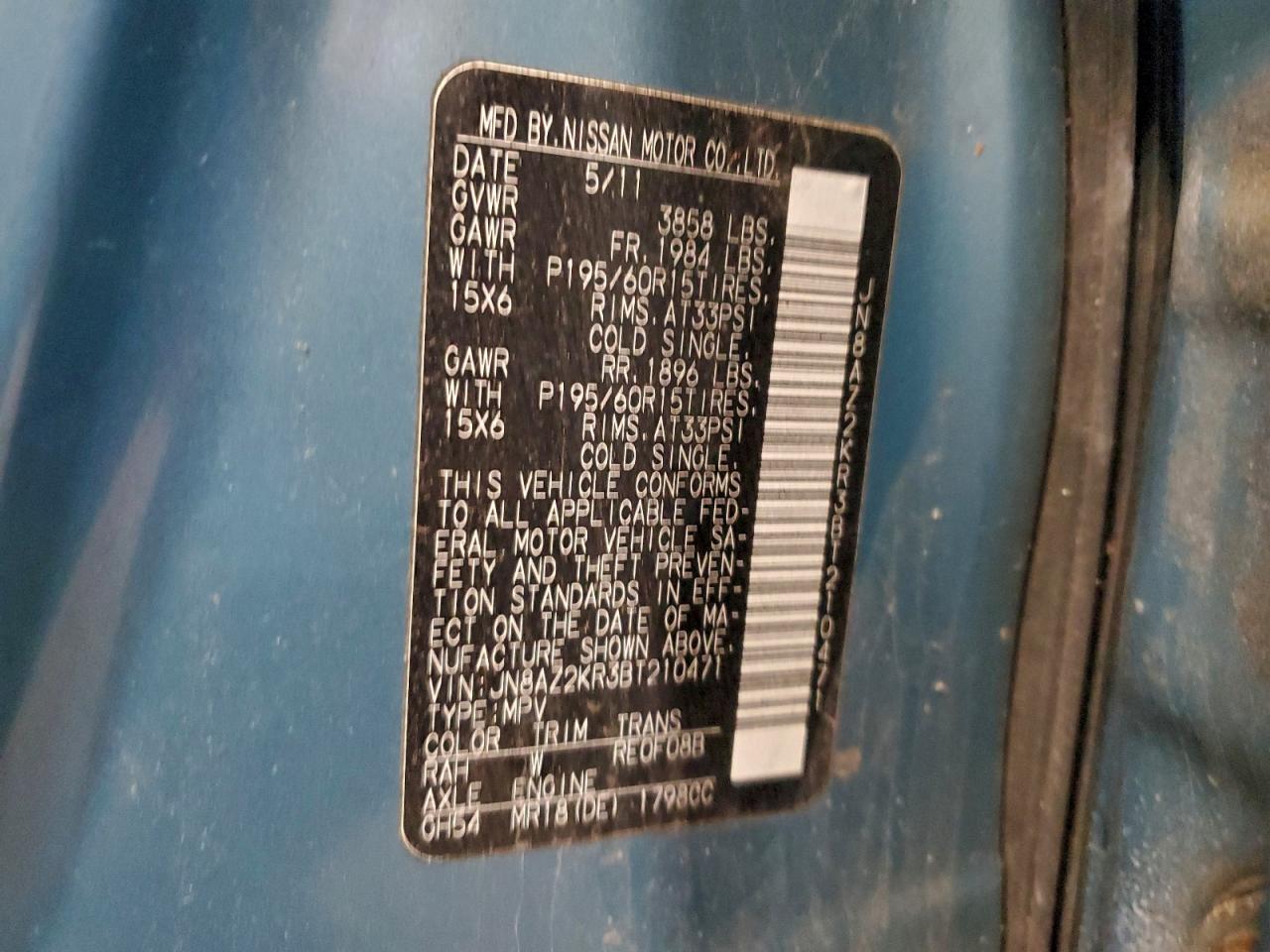 2011 NISSAN CUBE BASE photo 13