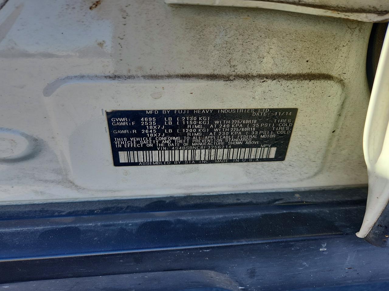 2015 SUBARU OUTBACK 2.5I LIMITED photo 13