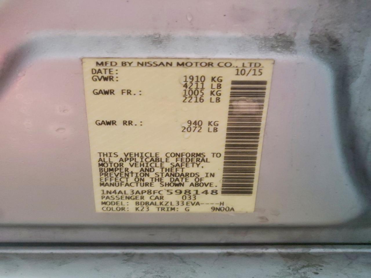 2015 NISSAN ALTIMA 2.5 photo 12