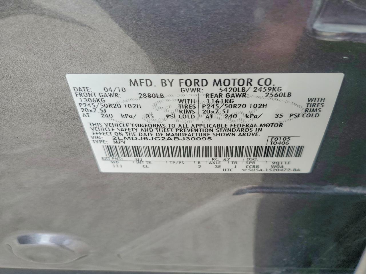 2010 LINCOLN MKX photo 13
