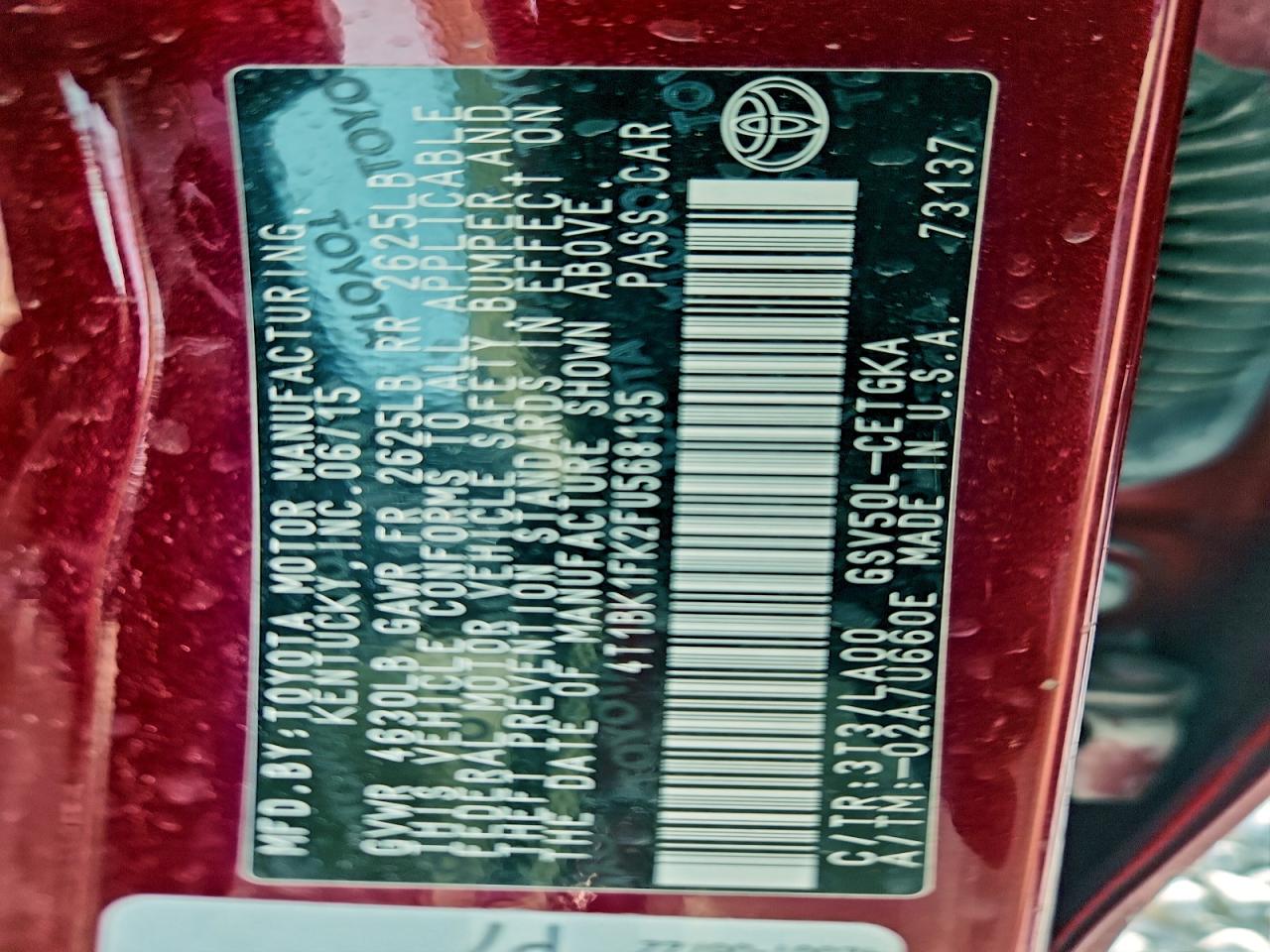 2015 TOYOTA CAMRY XSE photo 12
