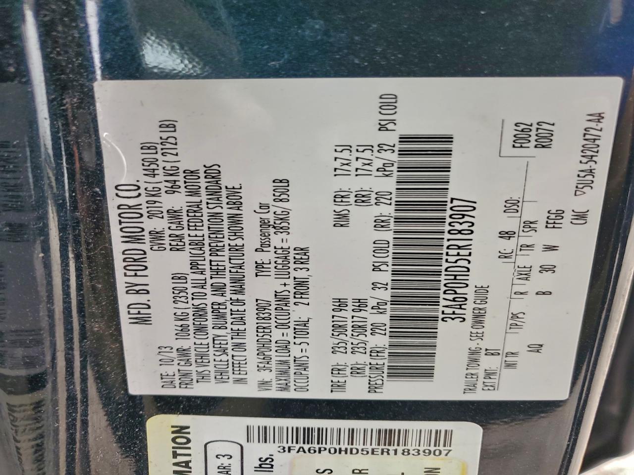 2014 FORD FUSION SE photo 13