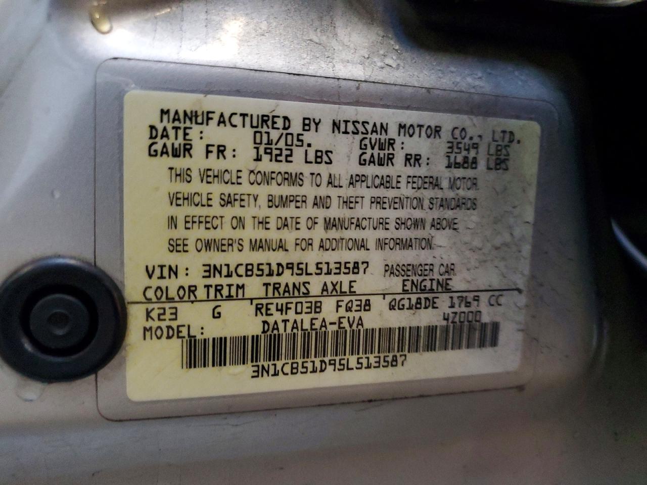 2005 NISSAN SENTRA 1.8 photo 12