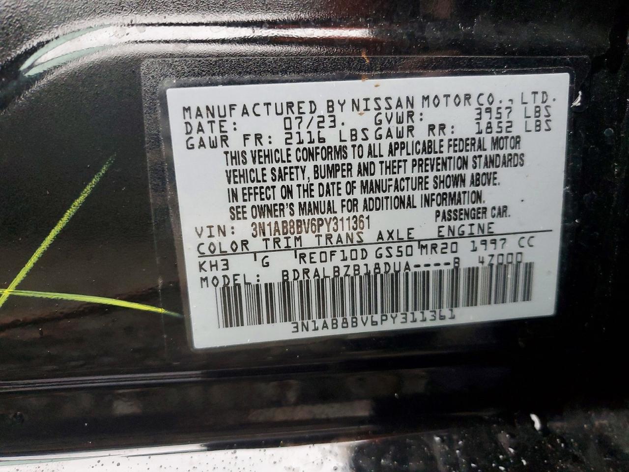 2023 NISSAN SENTRA S photo 12