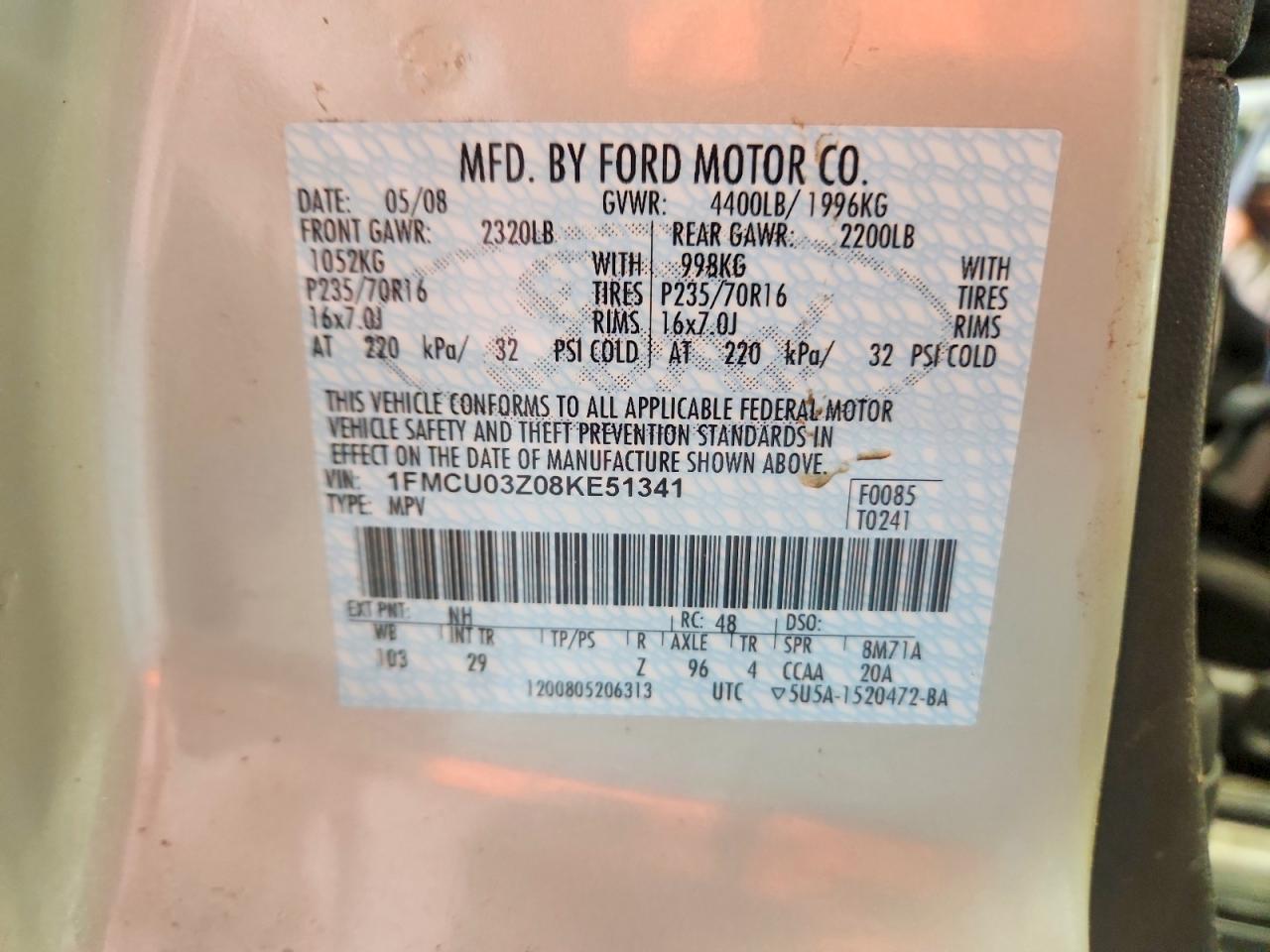 2008 FORD ESCAPE XLT photo 14