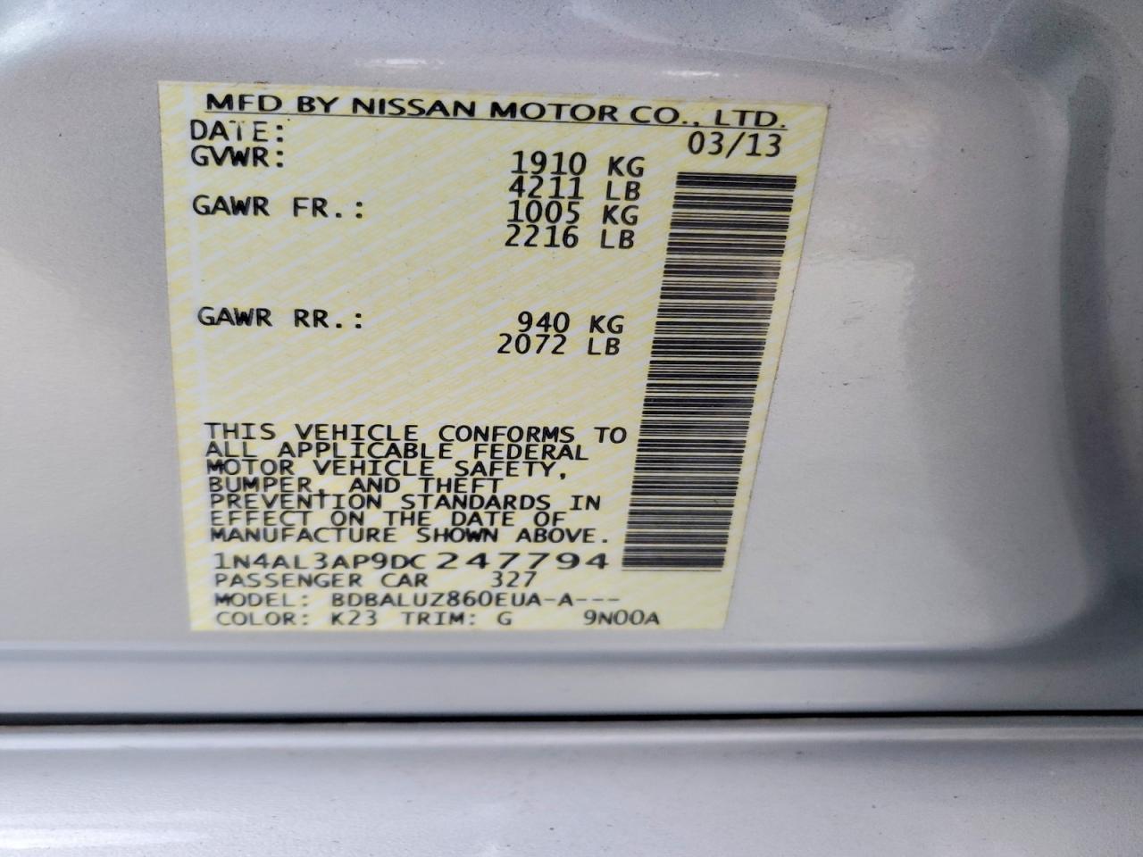 2013 NISSAN ALTIMA 2.5 photo 12