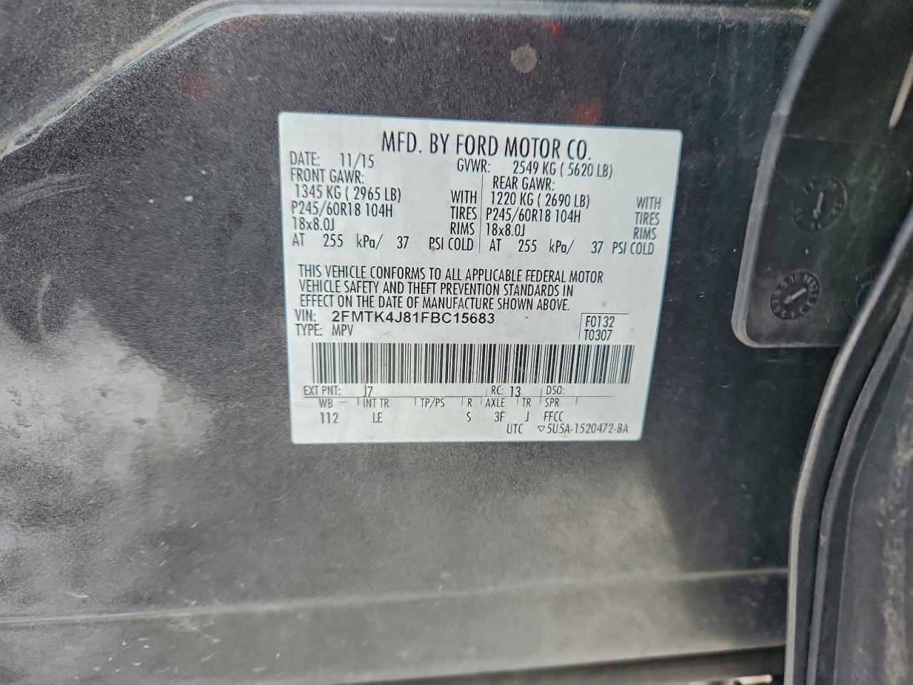 2015 FORD EDGE SEL photo 13