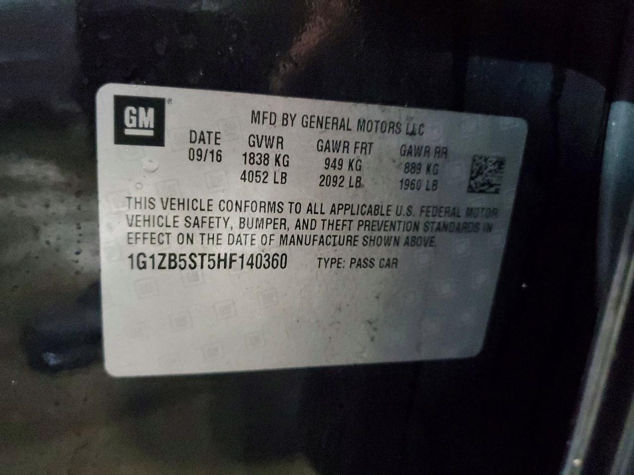 2017 CHEVROLET MALIBU LS photo 12