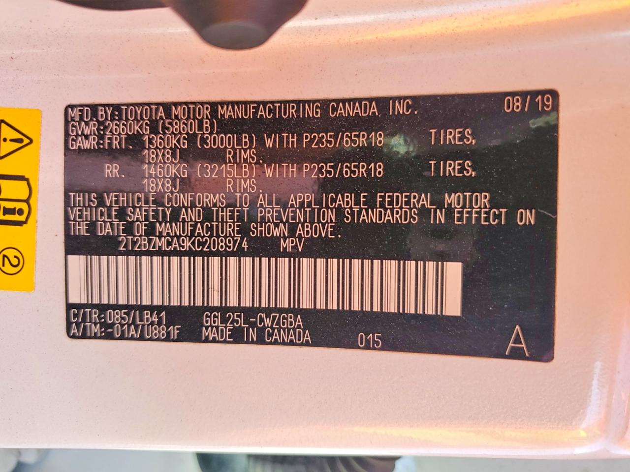 2019 LEXUS RX 350 BASE photo 12