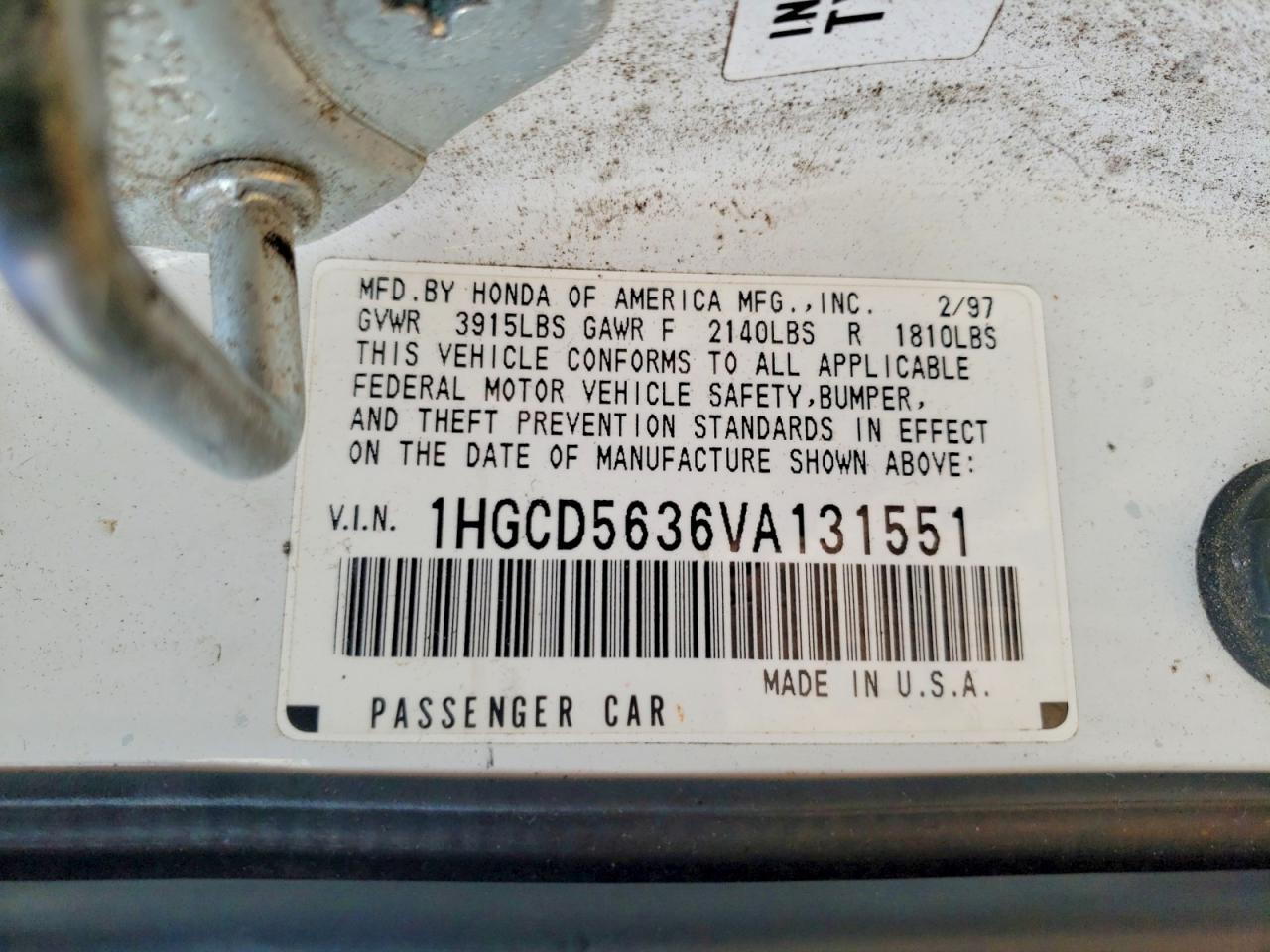 1997 HONDA ACCORD LX photo 12