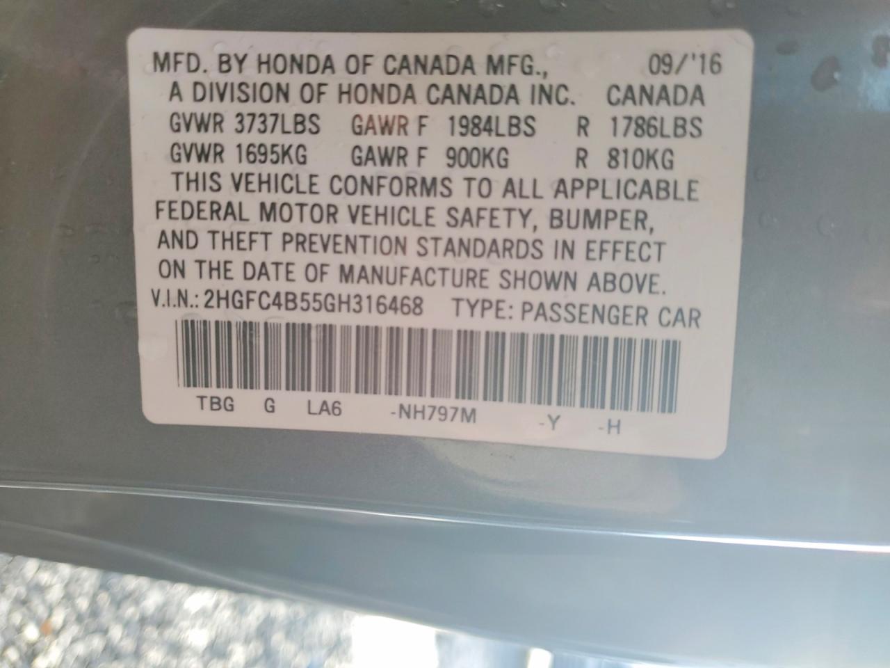 2016 HONDA CIVIC LX photo 12