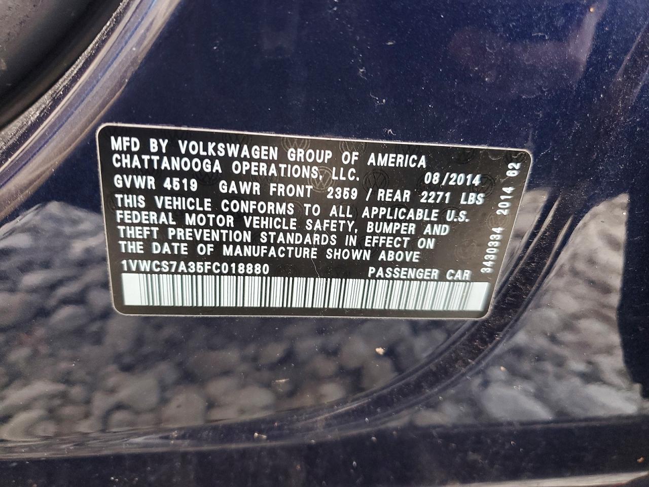 2015 VOLKSWAGEN PASSAT SEL photo 12