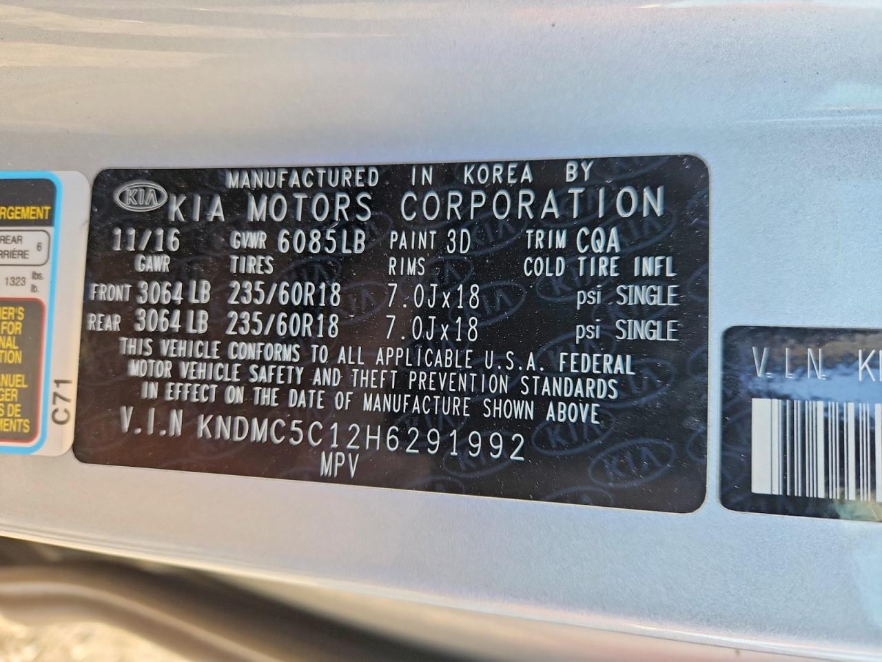 2017 KIA SEDONA EX photo 14