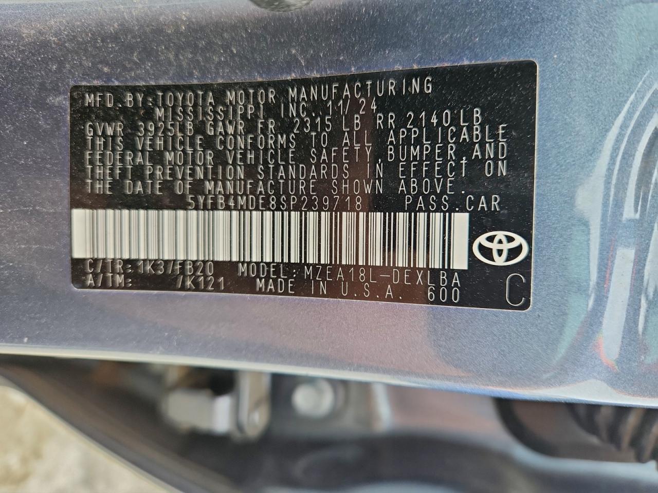 2025 TOYOTA COROLLA LE photo 12