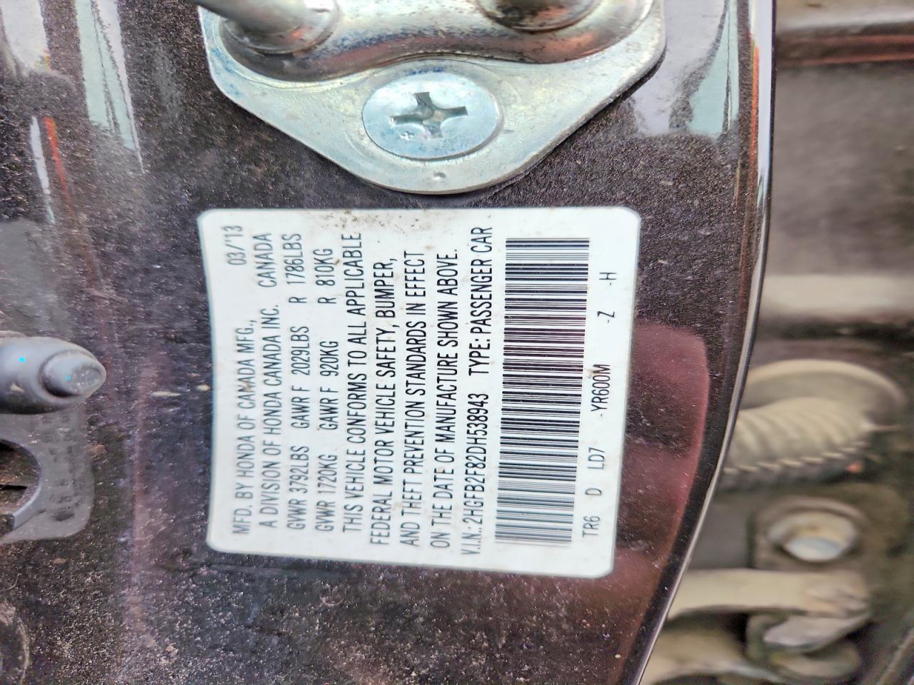 2013 HONDA CIVIC EX photo 12