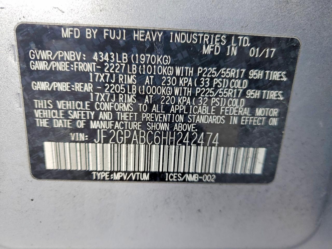 2017 SUBARU CROSSTREK PREMIUM photo 14
