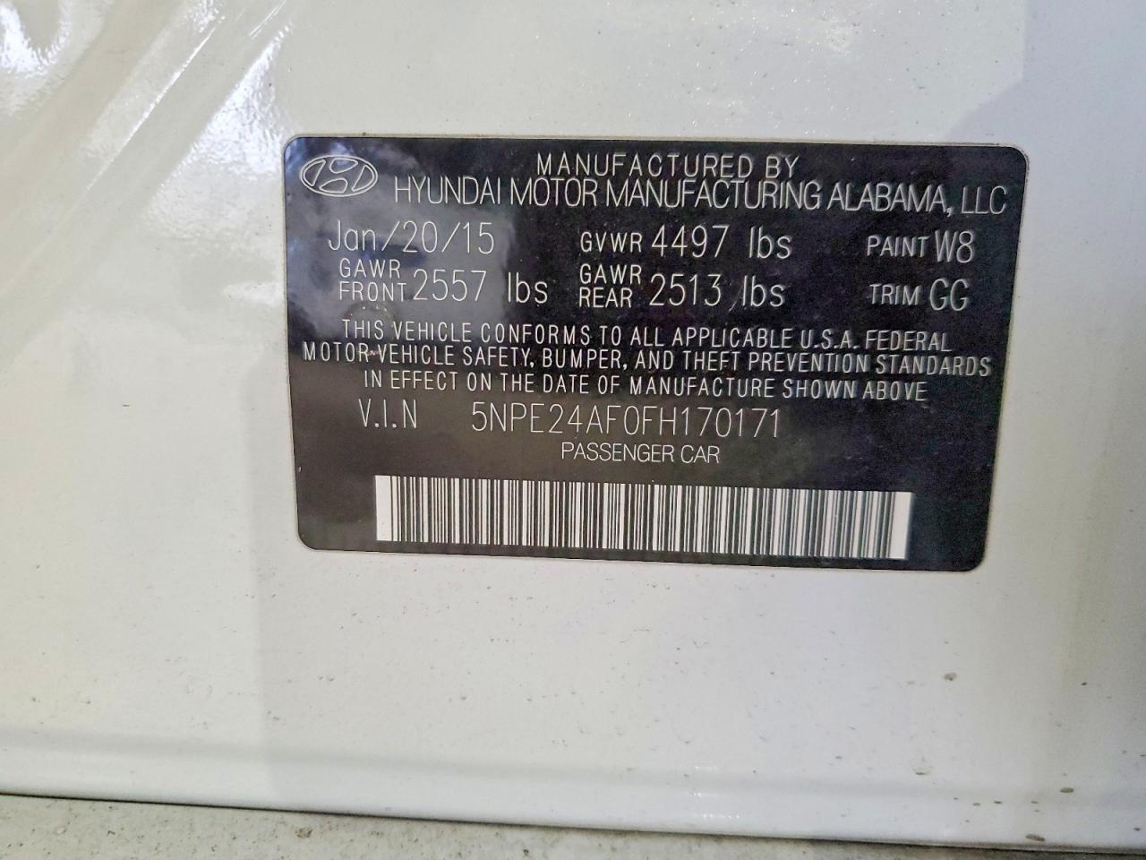 2015 HYUNDAI SONATA SE photo 12