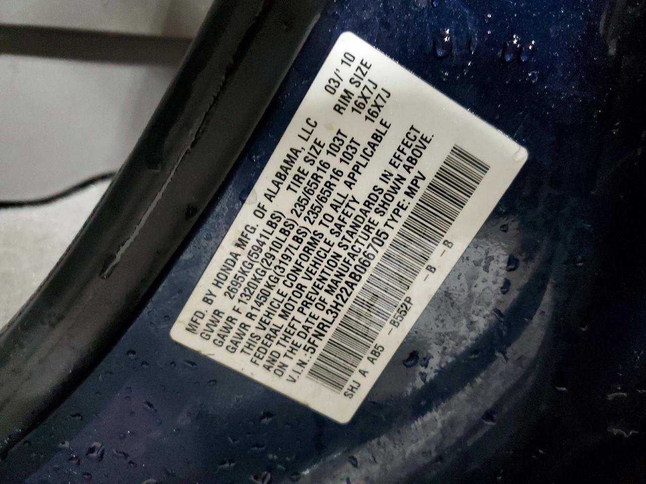 2010 HONDA ODYSSEY LX photo 13