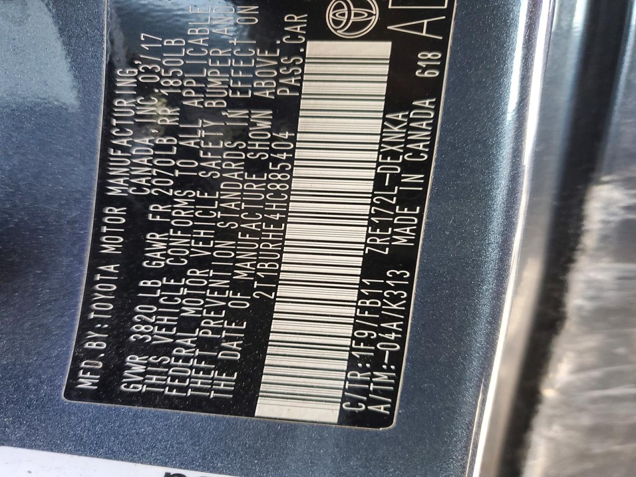 2017 TOYOTA COROLLA L photo 12