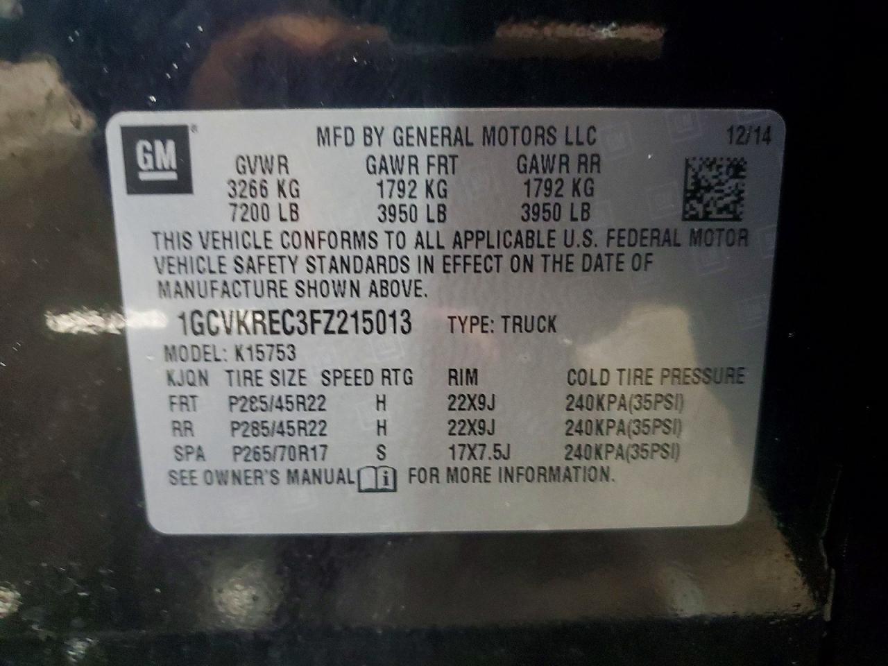 2015 CHEVROLET SILVERADO K1500 LT photo 12