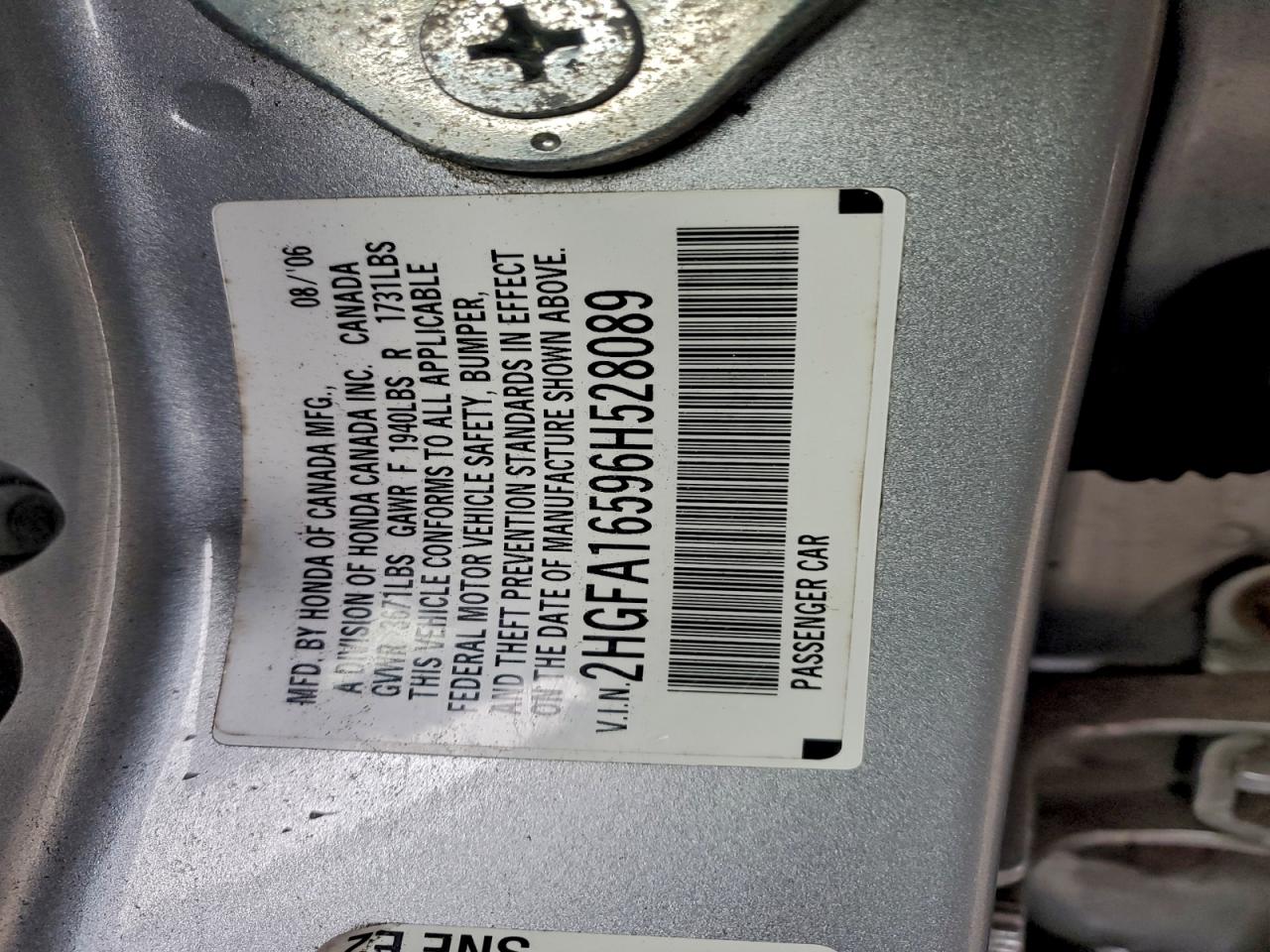 2006 HONDA CIVIC LX photo 13