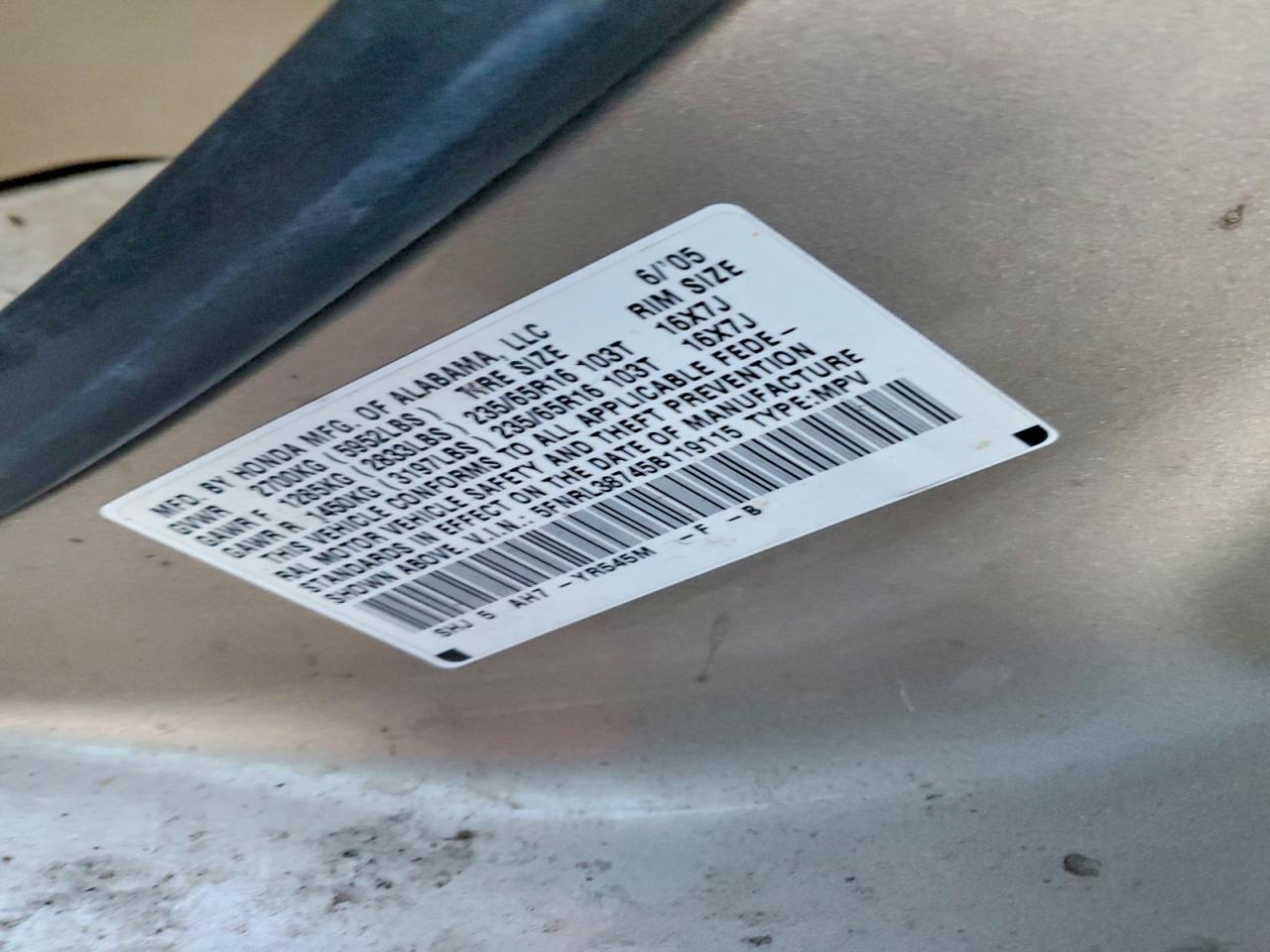 2005 HONDA ODYSSEY EXL photo 13