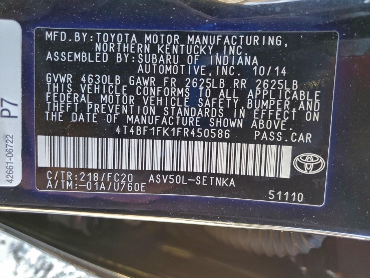 2015 TOYOTA CAMRY LE photo 12