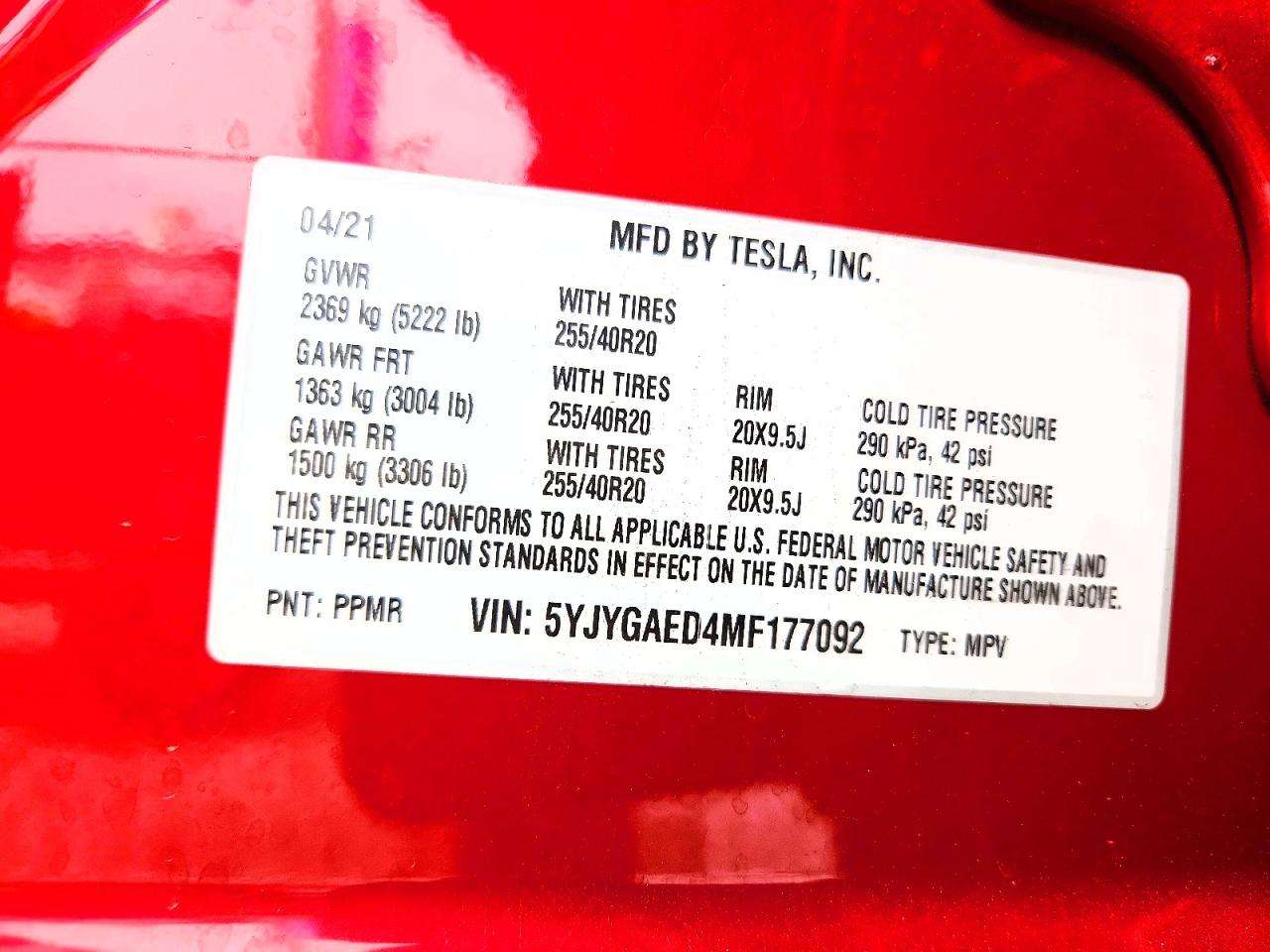 2021 TESLA MODEL Y photo 12