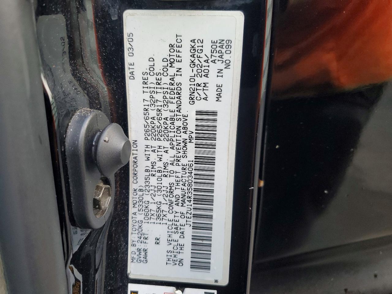 2005 TOYOTA 4RUNNER SR5 photo 13