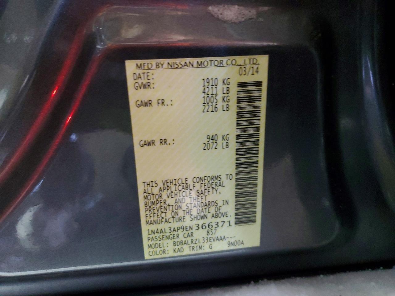 2014 NISSAN ALTIMA 2.5 photo 12