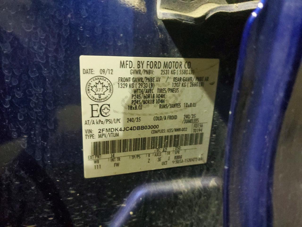2013 FORD EDGE SEL photo 14