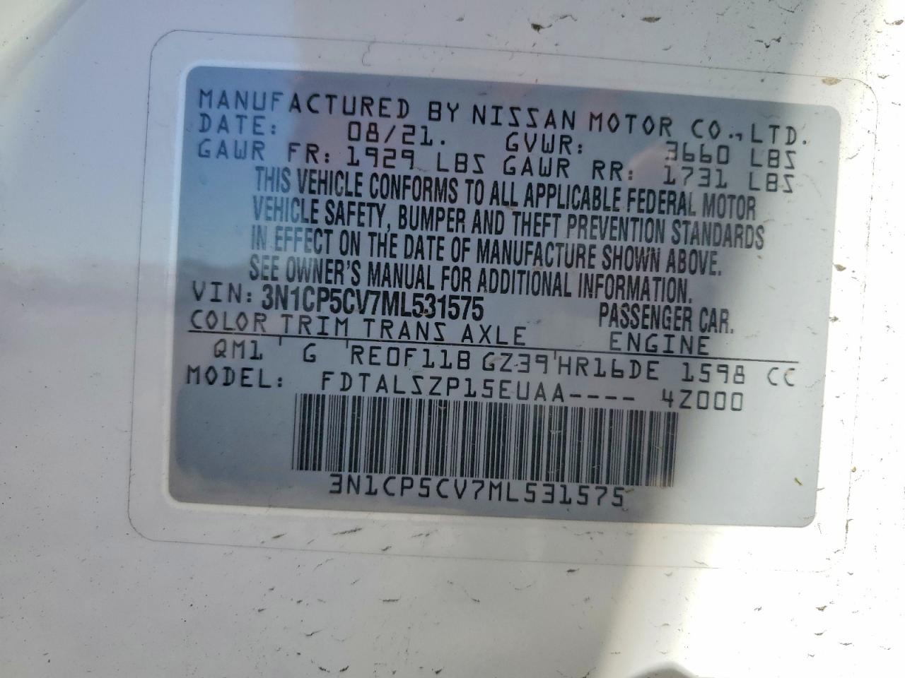 2021 NISSAN KICKS SV photo 12