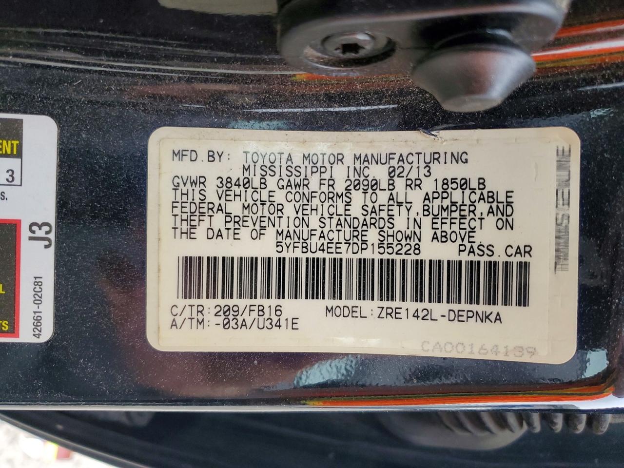 2013 TOYOTA COROLLA BASE photo 13