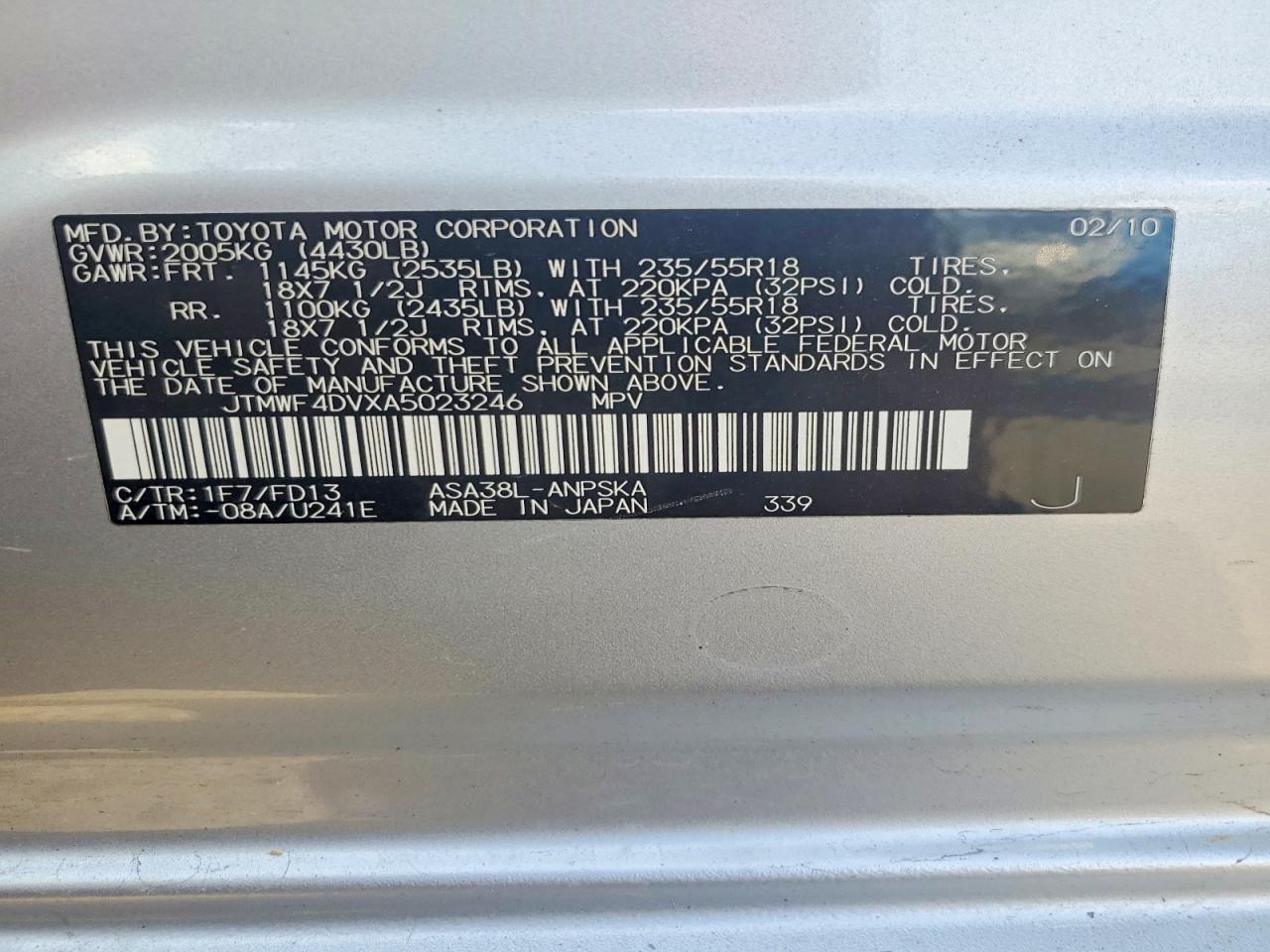 2010 TOYOTA RAV4 SPORT photo 13