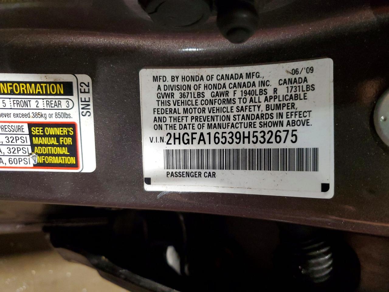 2009 HONDA CIVIC LX photo 13