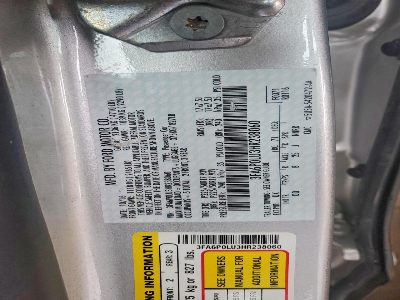 2017 FORD FUSION SE HYBRID photo 12